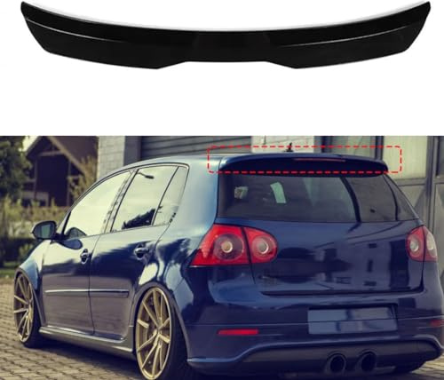 LohxA Spoiler Posteriore per alettone sul Tetto dell'auto per VW Golf 5 MK5 R32 GTI R, Spoiler Posteriore per berlina in ABS, Nero Lucido/Aspetto in Fibra di Carbonio,Glossy Black