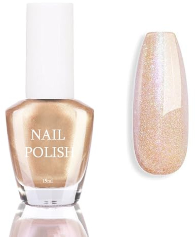 Pearl Gold Mermaid Nail Polish - Clear Shimmer, 12ml Quick Drying & Long-Lasting