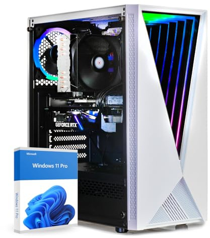 dcl24 Gaming Rechner AMD Ryzen 5 5500, RTX3050 6GB - 500GB SSD, 16GB DDR4, Gamer PC mit 6x4.2 GHz, weißer Gaming PC mit WLAN, Zocker Computer mit Windows 11 Pro [18768]