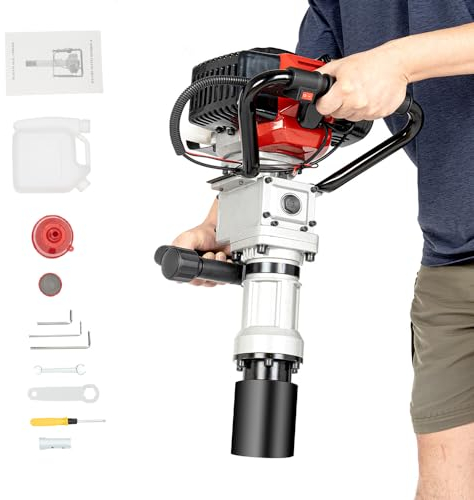 VonVVer Rammi per pali a 2 tempi, φ55 mm/φ70 mm, motore a benzina, 32,6 cc, ramma, 9000 W, 8500 giri/min, costruzione di recinzioni Pile Driver a benzina