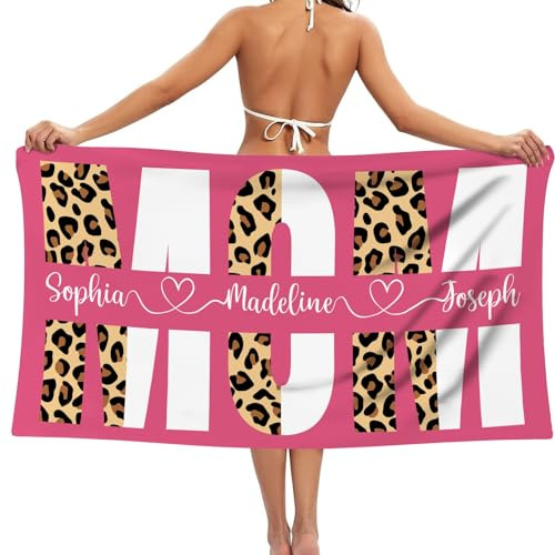 MJARTORIA Personalisiert Strandtuch Microfaser Badetuch mit Namen Kinder Damen, Beach Towel Handtuch Badetuch Stranddecke Schnelltrocknend für Reise Schwimmen Sauna Yoga Fitness 90x180cm Mikrofaser