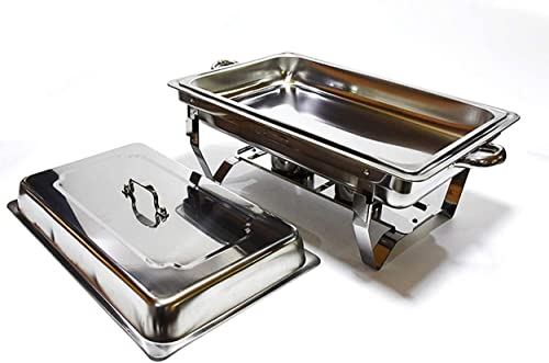 9L Edelstahl-Speisewärmer, Buffet-Pfanne, Catering-Pfanne, Buffet-Heizung, Edelstahl-Chafing Dish, für Catering, Buffet-Wärmer-Tablett, Essen (Farbe: Doppelgitter) (Einzelgitter)