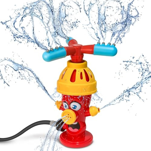 OBEST Wassersprinkler Kinder draußen，Rasensprenger für Kinder, Hydranten Sprinkler Spielzeug，Wasserspielzeug Garten mit Rotierender Düsen für Jungen Mädchen Geschenk Interaktives Outdoor