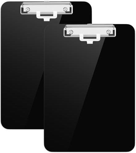 Hongri Lot de 2 planchettes à pince en plastique avec porte-stylo, 21,6 x 27,9 cm, format lettre pour salle de classe, étudiants, enseignants, bureau et école, pince à profil bas, taille 31,8 x 22,9