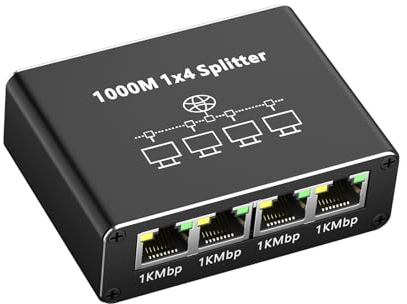 AOUZEA Switch Ethernet 4 Porte 1000Mbps Switch LAN RJ45 1 a 4 Sdoppiatore Ethernet Gigabit Con cavo di Alimentazione USB-C e Spina Splitter Ethernet per Computer, HUB, Switch, Set-top box, TV e altro