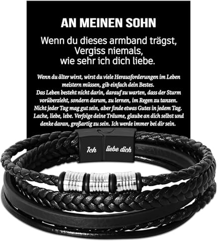 Coldbling Ich Liebe Dich Geschenke für Männer, Armband Papa Mann Sohn Männer Lederarmband Geschenk für Männer Ihn Sohn Vater zum Valentinstag Weihnachten Vatertag Abschluss Abitur