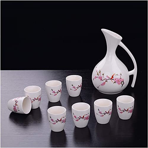 RUHEN Set di Bicchieri da Vino e sakè, 9 Pezzi, Set di Tazze da sakè in Ceramica Vintage, Set di Bicchieri per liquori, Set di Bicchieri per liquori e sakè.