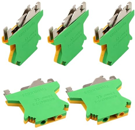 SHENGYIG 5 Stück Reihenklemmen Hutschiene, UK 2,5 Klemmblock Hutschiene | Messing Durchgangsklemme, Leiterquerschnitt 2,5 mm², für Verkabelung und Stromkreisumwandlung