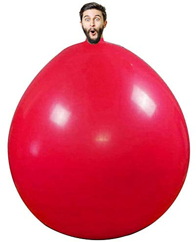 72-Zoll-Menschenballon, Dicker, Runder Latex-Kletterballon für Hochzeits-, Geburtstags- und Partydekorationen (Rot)