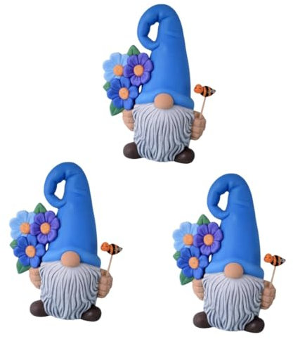 Alipis 3 Pièces Ornement De Poupée sans Visage Statues De Jardin D'extérieur Grandes Ornements De Jardin Nains De Décor De Terrasse Extérieure Statues De Pelouse Porche Blue Résine
