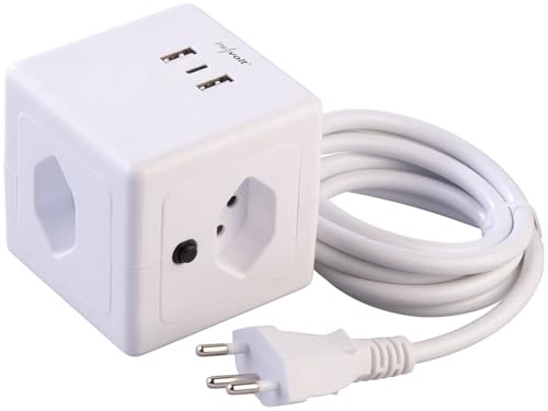 revolt Steckdosenwürfel: CH: 4-fach-Steckdosen-Würfel mit USB-C, A PD 20W & 2x, QC, Halterung (USB Verteiler Steckdose, Mehrfach-Steckdose, PC)