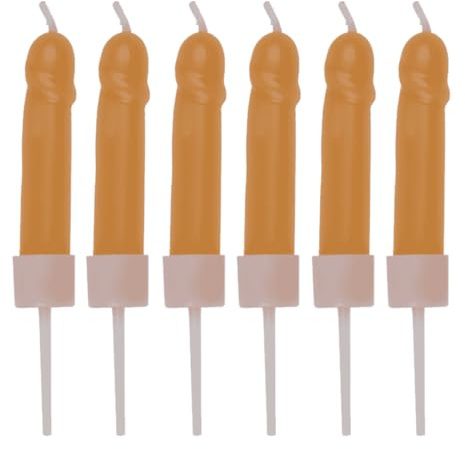Set mit 6 Kerzen in Erbsenform rosa Fleisch für die Braut auf der heißen Party Junggesellinnenabschied oder Geburtstag 18. sexy Gadget für Erwachsene 18+