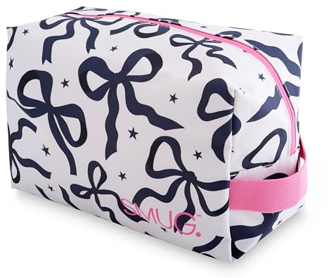 SMUG Wash Bag | Waterproof Travel Toiletry Bags for Travelling, Gym, Shower, Shaving, Toiletries, Cosmetics & Makeup Bag | Large Washbag for Men & Women | Stylish, Spacious & Easy to Clean | Bows