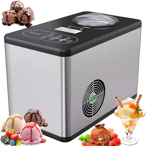 XSDAJSD Softeismaschine aus Edelstahl, 1,5-l-Sorbet-Frozen-Joghurt-Maker mit LCD-Display, kommerzieller Softeis- und Dessertmaker mit 3 Modi, leicht zu reinigen, für Zuhause, Küche, Bars