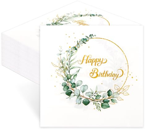 Lot de 60 serviettes en papier jetables pour anniversaire, décoration de table d'anniversaire, vert sauge, vert menthe, pour jardin, fête, femme, homme