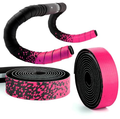 Lywencom Fahrrad-Lenkerband, bequem, rutschfest, dämpfend, schweißabsorbierend, atmungsaktiv, mit Farbverlauf, EVA-Schaum, selbstklebend, mit 2 Stopfen, Fahrradstangenwicke (Pink)