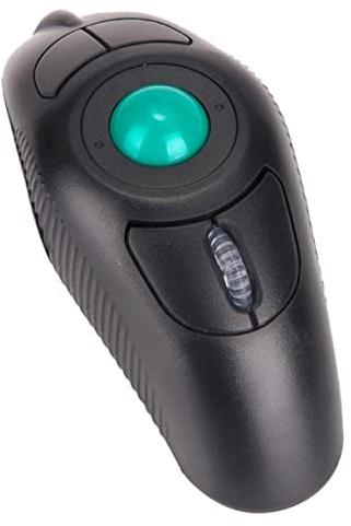 LALAFINA Mouse Wireless Portatile a 2,4 Ghz Trackball Handheld, Design a Delfino in Plastica Nero, 5 Tasti, 1000 Dpi, Compatibile Laptop Porta USB