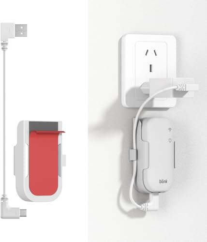 Outlet Wall Mount for Blink Sync Module Core Wall Mount – No Drilling, Space-Saving USB-C Short Cable, Secure & Easy Install Holder for Blink Indoor & Outdoor Security Cameras