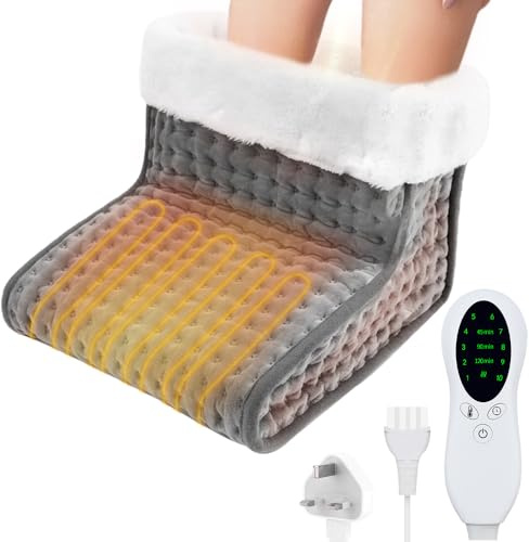 Electric Foot Warmer for Women and Men, Heated feet Warmers, Fast Heating Pad for Foot with Adjustable 10 Temperature Settings and 3 Timer Settings, Washable and Removable for Home Office