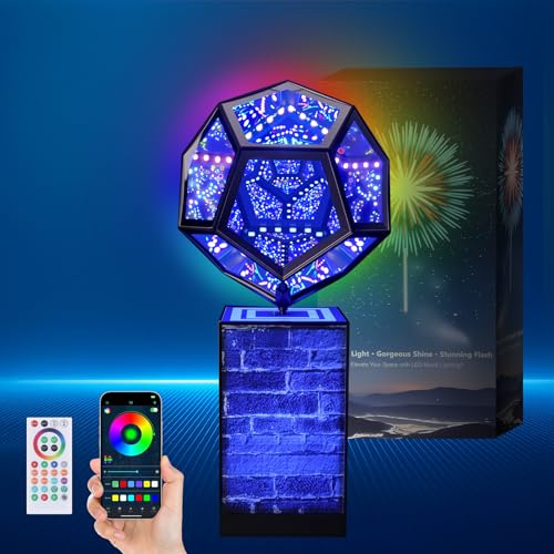 venveal Upgraded Rotatable Infinity Mirror Light Cool LED Changing Night Light Dodecahedron Lights with Music Sync Function for USB Power Supply for Computer Game Table Birthday Gift
