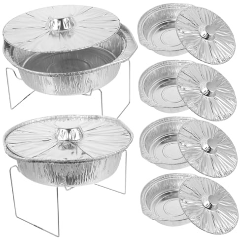 COLLBATH Pentole in Alluminio Rotonde con e Supporto in Contenitori Alimentari Resistenti per Barbecue e Uso Adatti Forno Refrigeratore e Fiamma