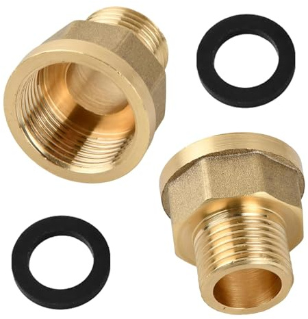 0.5 Inch External to 3/4 Inch Internal Thread with Temperature Resistant Gaskets Strong Brass Adapter for Plumbing Strong Brass Plumbing Reducer Nipple