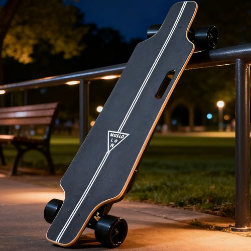 vnmudzeo Skateboard Elettrico Longboard Fuoristrada da 350 W - con Telecomando A 4 velocità, Power Display, per Esterni Esploratori 8km