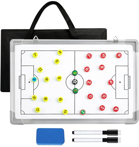Taktisk fotbollstavla – tabell för fotboll, taktisk tavla, med pennor och ficka, för tränare, spelanalys, träning