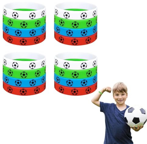 Lot de 16 bracelets en silicone pour enfants, bracelets de football, bracelets de sport pour supporters, cadeaux d'anniversaire pour enfants (A)