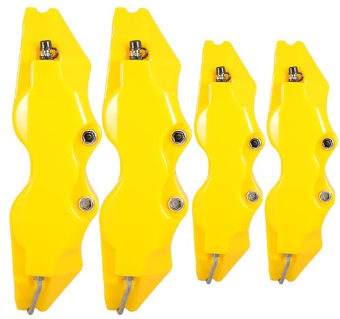 CIYODO 2 set Copri Pinza Freno Anteriore e Posteriore Gialli per Auto Coperture Protettive per Pinze Freno Disco Installazione Rapida Senza Attrezzi Design Stilizzato per Migliorare