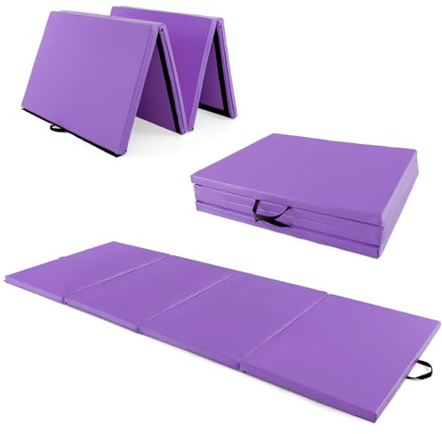 GYMAX Gymnastikmatte faltbar, tragbare Trainingsmatte mit Griffen & Klettverschlüssen, Weichbodenmatte, Turnmatte für Yoga, Gymnastik & Kampfsport, 300 x 117 x 5 cm
