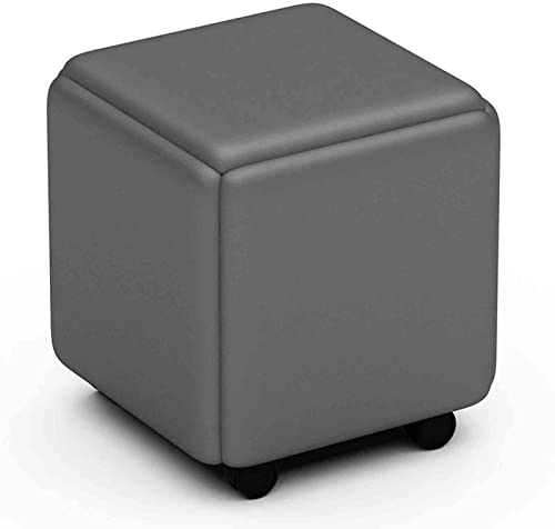 5-i-1 magiska kubpallar stapelbara puffar i PU-läder med kolstålram och hjul gul matstols set (storlek: 35 x 35 x 35 cm) – mångsidig sittlösning
