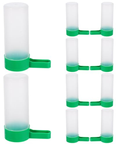 Homoyoyo 10 Comederos Automáticos para Pájaros y Loros Bebida Portátil Grande Taza de Alimentación Hueca Verde Apto para Aves Pequeñas y Medianas Suministros para Jaula Fácil de