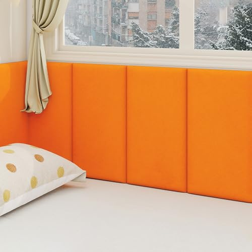 Général Papier Peint Isolant Thermique Murs Intérieurs - Panneaux Muraux 3D, Papier Adhesif Mural Decoratif de 13 Mm Anti-humidité - Réduction du Bruit, Anti-Collision(Orange,2pcs)