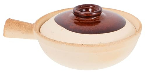 LOORGVEL Cazuela de Cerámica Tradicional 19x7 Cm Ollas para Cocinar Arroz Olla de Barro Resistente Alta Temperatura para Cocina Comercial Porciones Individuales