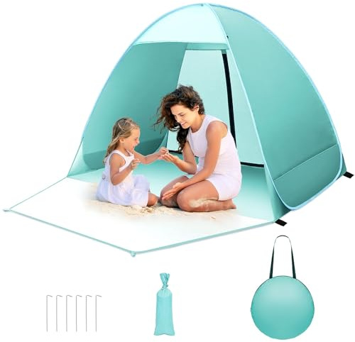 Pop-up-Strandzelt, 2-3 Personen, UV-Schutz UPF 50+, Türkis