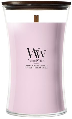 WoodWick Vela perfumada | Vela grande en forma de reloj de arena | Cherry Blossom & Vanilla | Regalos perfectos para mujeres