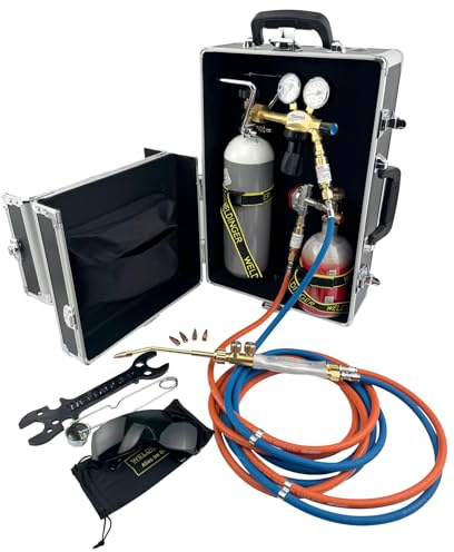 Lötfreund PROFESSIONAL PROPAN - HARTLÖT- UND KLEINSCHWEISSGERÄT mit 2L O² 0,5kg Propanflasche 3 m Schlauch im Koffer