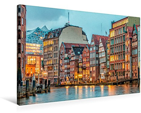 Premium Textil-Leinwand 75 x 50 cm Quer-Format Hamburg Nikolaifleet | Wandbild, HD-Bild auf Keilrahmen, Fertigbild auf hochwertigem Vlies, Leinwanddruck von Peter Roder