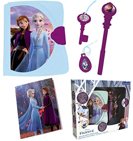Lexibook - Disney Frozen 2, Luminous and Sound Electronic Diary with Notebook, Key, Magic Pen and Locket, Toy for Kids/Girls, Blue/Purple, SD15FZ