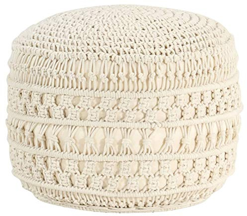 Tidyard Makramee Sitzpuff Handgefertigt Sitzpouf Strickpouf Pouf Sitzpouf Sitzkissen Bodenkissen Fußhocker 45 x 30 cm Baumwolle