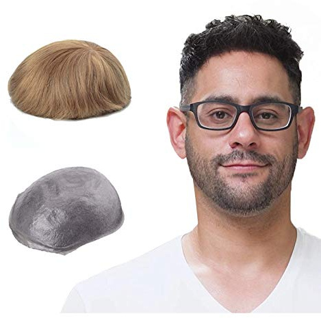 Lordhair Perücke Männer,Realität Toupet,0,06 mm Alle V-Looped Dünnes,Haarfreestyle,Natürlich eng anliegend, Elegant und Schön