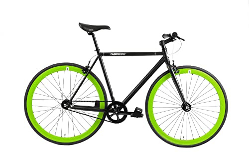 FabricBike - Fixie cykel, fast drev, enkel hastighet, Hi-Ten stålram, 10,45 kg (storlek M) (M-53 cm, matt svart och grön), original