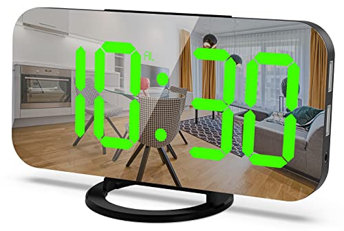 Mqruntoo Digital Wecker Mit Großes LED Display,Tischuhr Digitale Uhr 6.7”Display, 3-Stufen Helligkeitskontrolle,Dual-USB-Ladegerät-Anschluss Wecker für Nachttisch, Schlafzimmer und Büro