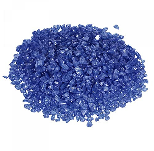 sourcing map Ghiaia di vetro decorativa 160g/0,5 kg di pietra irregolare della sabbia della roccia blu per la decorazione delle piante del carro armato di