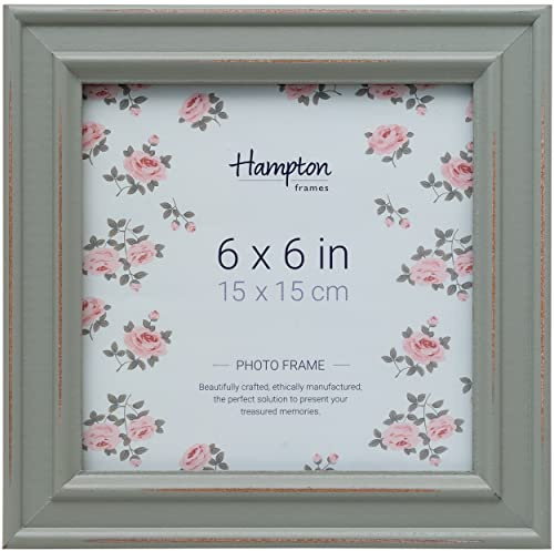 Hampton Frames | Marco de fotos cuadrado | 15 x 15 cm, verde salvia, madera DM, perfil 30 mm | Clips giratorios, apto para pared o sobremesa | Decoración hogar