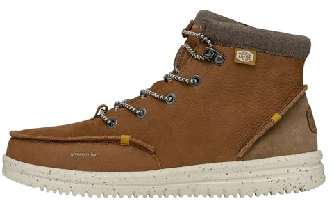 HEYDUDE Men's Bradley Leather Boot, Cognac Size 8 | Pull On Casual Ankle Boot | Lightweight Comfortable Everyday Footwear