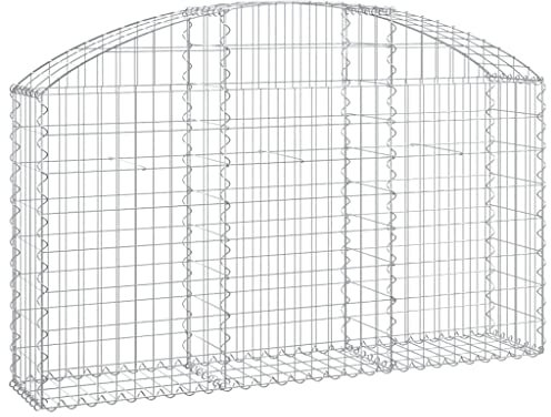vidaXL Galvanised Iron Arched Gabion Basket - 150x30x80/100cm Silver Mesh Cage for Garden Landscaping and Outdoor Design