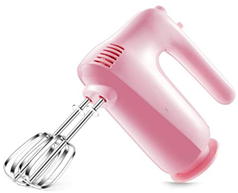 Samnuerly Frullino per Le Uova, Frusta elettrica per sbattitore con attacchi in Acciaio Inossidabile, Include; Battitori per la Cucina Impostazioni a 5 velocità Fruste-Rosa