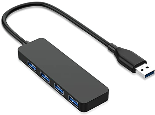 Hub USB 3.0, 4 Puertos Distribuidor Ultra-Slim Negro Multi Puerto Expander Extensor Adaptador para MacBook Air/Pro/Mini, PC, Portátil, Ultrabooks, PS4/PS5